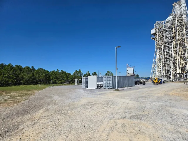Gravel access area beside a Rocket Engine Test Stand at John C. Stennis Space Center